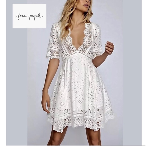 Free People Dresses & Skirts - NWOT Free People Eyelet Lace Flare Dress